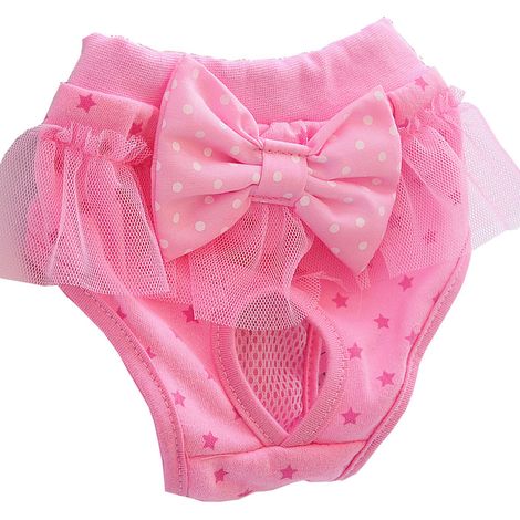 Pantalon hygiénique pour chien, joli nœud imprimé, lavable, réutilisable, élastique, short physiologique pour animaux de compagnie, pour chiens, chiots, animaux de compagnie S (1/5)