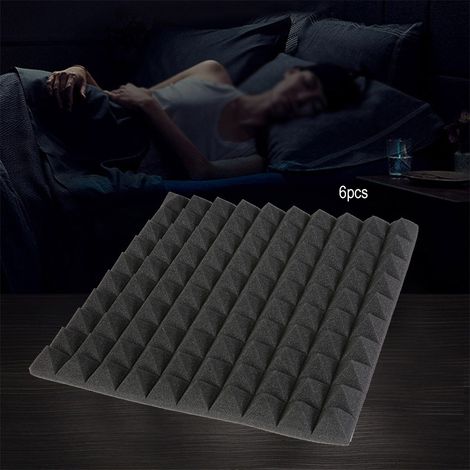 50 x 50 x 5 cm, 6 Stück, pyramidenförmiger, schallabsorbierender Schaumstoff zur Schalldämmung (schwarz) (1/5)