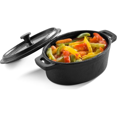 Mini Plat Ovale Bord Haut avec Couvercle en Fonte 12,5 x 9,3 cm - Pujadas