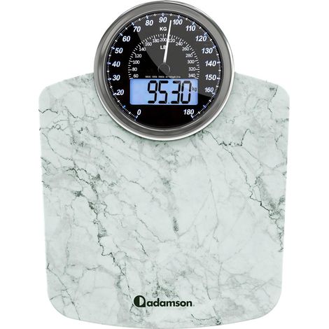 Hybrid Pèse-Personne - Analogique & Digital, Précis jusqu'à 180 kg Lisez votre poids sur cadran analogique et LCD en même temps. Large plateau, 3 piles AAA incluses, prêt à l'emploi (1/5)