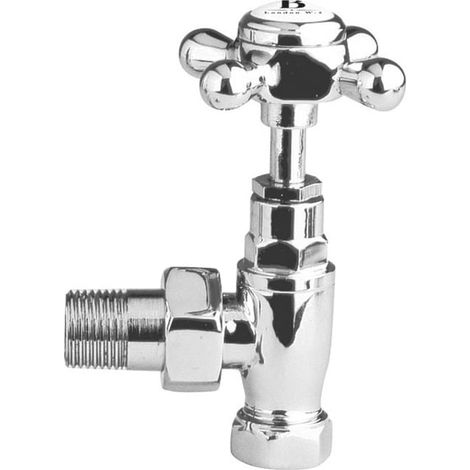 Bayswater Crosshead Angled Radiator Valves Pair - Chrome (1/2)