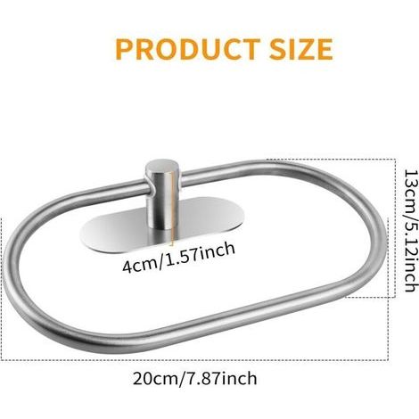 Anneau porte-serviettes autocollant en acier inoxydable sans perçage – Idéal pour salle de bain, résistant à la rouille, fixation ultra-rapide (1/3)
