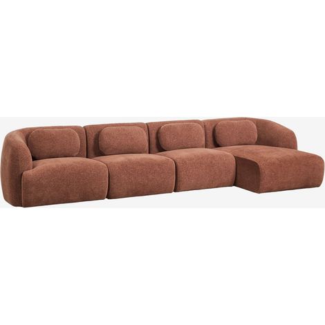 SKLUM Rechte 4-teilige modulare Chaiselongue aus Chenille Coquette                                   