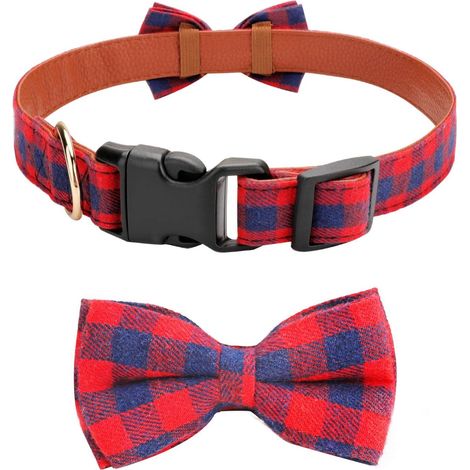 Collier noeud papillon réglable doux et confortable pour chien (S, rouge) (1/3)