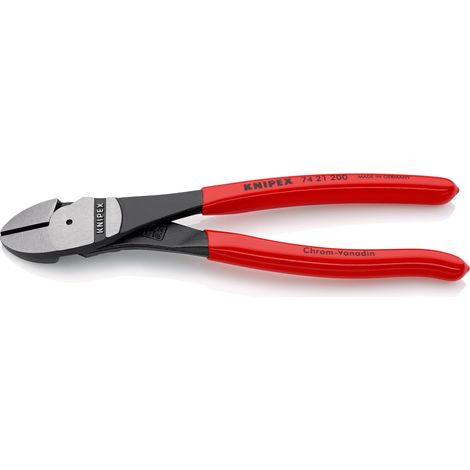 KNIPEX 74 21 200 Tronchese laterale per meccanica tipo "forte" rivestiti in resina sintetica atramentata nera 200 mm (1/6)