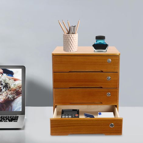 Retro vier Schubladen Holz Schreibtisch Aufnahmeschrank - Stapelbare Prozess Aufnahmeschrank mit Schloss - Landschaft Stil Schreibtisch Aufnahmeschrank - Multi-Stufe Apotheker Schrank