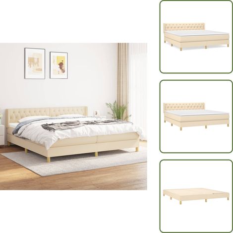 Sommier à lattes de lit avec matelas Crème 160x200 cm Tissu - Lit Plateforme - Lit Tapissier - Lit Double - Matelas À Ressorts Ensachés - Literie (1/5)