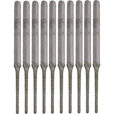 Lot de 10 Forets Prolongés à Pointe Argentée en Diamant pour Percer Trous sur Minéraux Perles Agates Bijoux et Argent (1/4)