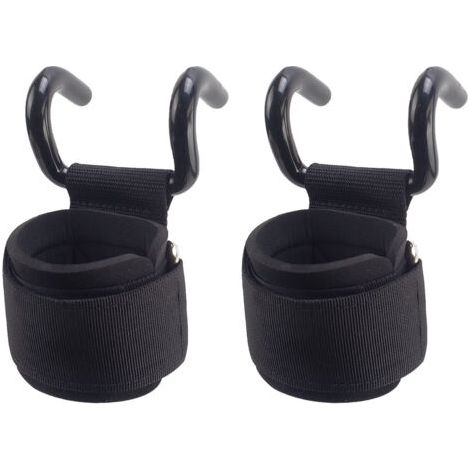 Lot de 2 Crochet Musculation, Crochet de Levage en Acier avec Grip Antidérapant Bandage de Poignet pour Fitness,Crossfit, Haltérophilie (1/5)