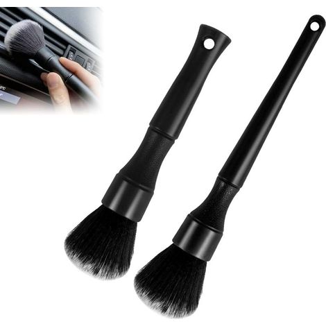 2 Pièces Brosse Nettoyage Voiture, Pinceau Nettoyage, Pinceau Detailing, Pinceaux Detailing Auto pour La Voiture Moto Roues de Nettoyage Automobile, Tableau de Bord, Intérieur, Extérieur, Cuir (1/5)