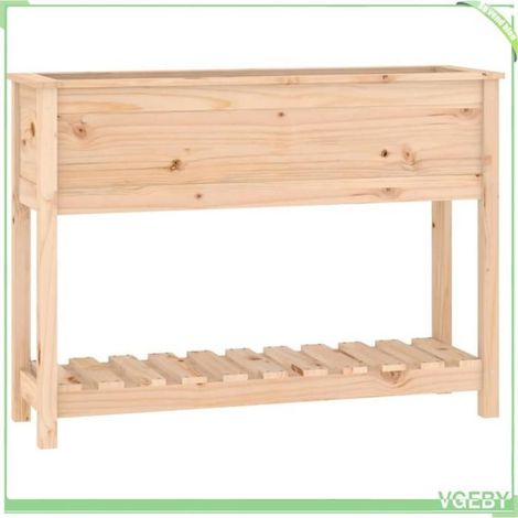 Jardinière surélevée - FAFEICY - 823766 - Bois de pin massif - Étagère intégrée - 111,5x34,5x81 cm (1/5)