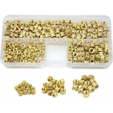 300 pezzi M3 inserti filettati in ottone dado zigrinato M3 M4 M5 inserti filettati dadi filettati in ottone per parti in plastica tramite calore o ultrasuoni in parti per stampante 3D (1/5)