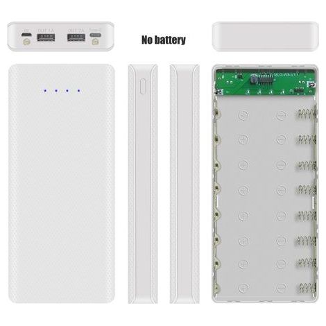 5V 2A 2 USB-Anschlüsse DIY-Akkuset mit externem Akku, 8x 18650-Akkus, Kunststoff-Ladegerät, Gehäuse mit Betriebsanzeige (1/5)