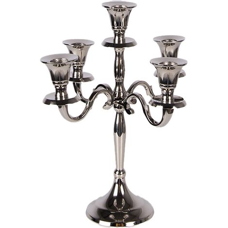 Chandelier Bougeoir Décoratif en Aluminium Argenté pour Intérieur 22 x 22 x 28 cm - PANGIVO (1/3)