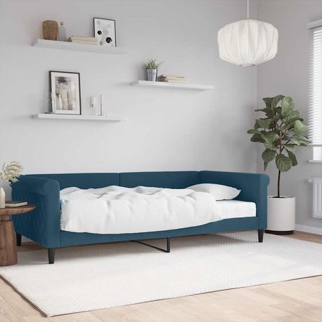 Tagesbett mit Matratze Blau 100x200 cm Samt