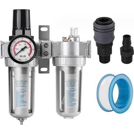 SABIR Filtre régulateur lubrificateur pour air comprimé,Régulateur de filtre de compresseur d'air, régulateur de filtre à air comprimé Combo Piège à humidité Lubrificateur d'eau d'huile SFC400 Filtre( (1/5)