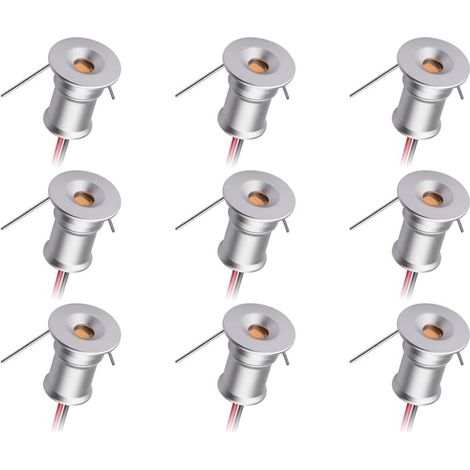 Einbaustrahler 12 V DC 1 W 3000 K 9er Pack silbernes Gehäuse