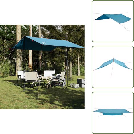 The Living Store Tarp Blau 300x294 cm Wasserdicht - Zelttarp - Campingzelt - Wasserdichter Schutz - UV-Schutz - Wanderzelt (1/5)