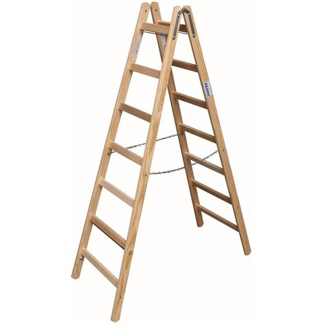 Echelle double à échelon en bois 2 x 7 échelons