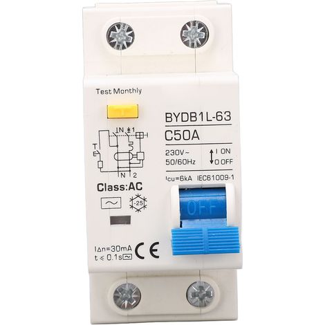 Leitungsschutzschalter 1P+N 50A 230V AC MCB Fehlerstromschutzschalter DIN-Schiene für Sicherheit (1/5)