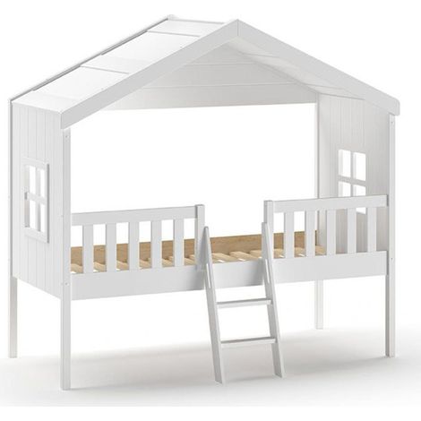 Lit Cabane Enfant "Housebed" 90x200cm Blanc (1/4)