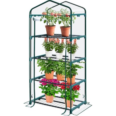Kgagh-1550 Serre De Jardin Avec 4 Étagères, Avec Porte Enroulable, Transparente, Stable Et Facile À Monter, Serre D'hivernage Pour Balcon, Terrasse Et Jardin, 158 X 68 X 50 Cm (1/5)