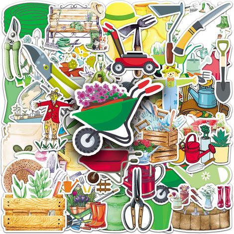 Lot de 51 autocollants pour outils de jardin pour pare-chocs, moto, réfrigérateur, ordinateur portable, voiture, scrapbooking, bagages, autocollants esthétiques en vinyle imperméable, cadeau (1/5)