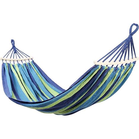 Hamac double - Hamac 2 personnes en toile de coton souple, hamac portable avec sangle pour arbre, sac de transport, idéal pour une utilisation dans le jardin, sur la terrasse ou le porche. (1/5)