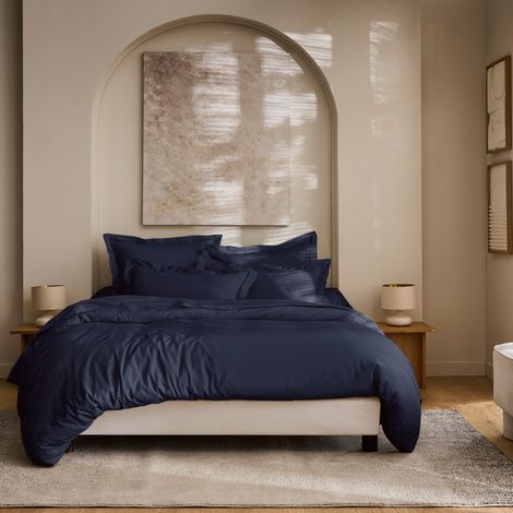 Housse de couette "Prestige" 100% Satin de coton Peigné 120 fils /cm² Coton Pur - Prestige Bleu Velours - Housse de couette 240 x 220 cm