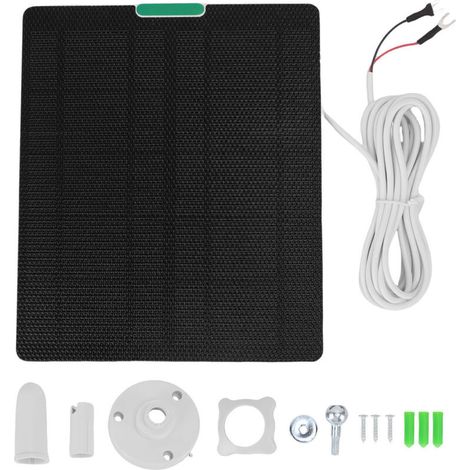 Chargeur de panneau solaire 10W adapté à la sonnette vidéo Ring 4 3 Plus, caméra de sécurité ETFE, haute efficacité, Type U blanc-Crezuo