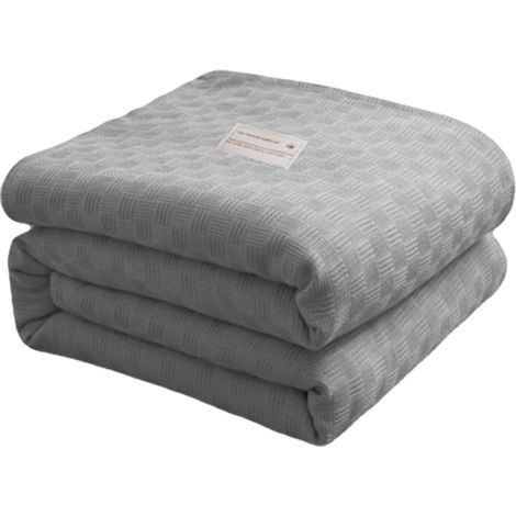 Couverture Thermique - Coton Longue Fibre - 200 x 150 cm - Pour Lit Canapé ou Sofa - Respirante Toute Saison - Gris - 1 Pièce (1/5)