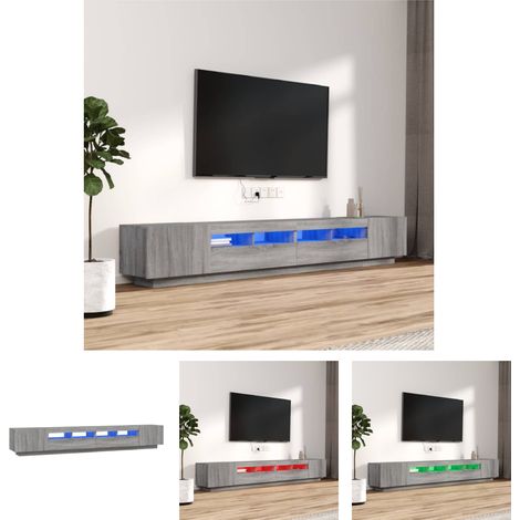 The Living Store 3-tlg. TV-Schrank-Set LED-Leuchten Grau Sonoma Holzwerkstoff - TV-Möbel (1/5)
