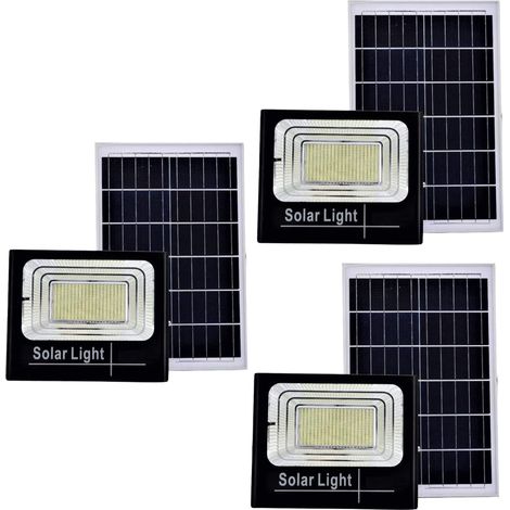 3x Faro Led 400w Pannello Solare Luci Giardino Faretto Crepuscolare Esterno