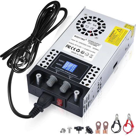 Alimentation réglable 0-12V 0-50A 600W Transformateur 220v 12v alimentation électrique pour bande LED, CCTV, imprimante 3D, radio, caméra, laboratoire (1/5)
