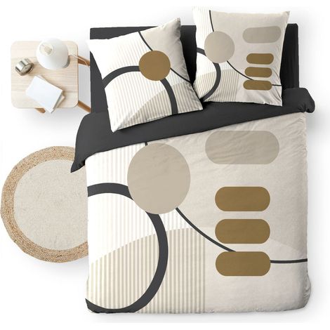 Parure de couette 240x220 cm + 2 taies – Coton 42 fils – SANTANAY Naturel