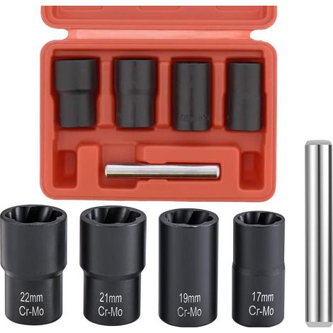 JUEGO DE VASOS PARA QUITAR TORNILLOS ANTIRROBO Y TORNILLOS Y TUERCAS ROTOS, DAÑADOS Y CORRIDOS1/2" (1/5)