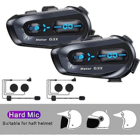 (2 micros rigides) Intercom Bluetooth 5.3 EDR 600 m pour casque moto avec partage de musique, appels mains libres et protection anti-interférences pour 6 motards (1/5)