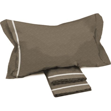 Lenzuola Matrimoniali Cotone Completo MAXI Tex Family - Design Moderno 'Time' Colore Beige