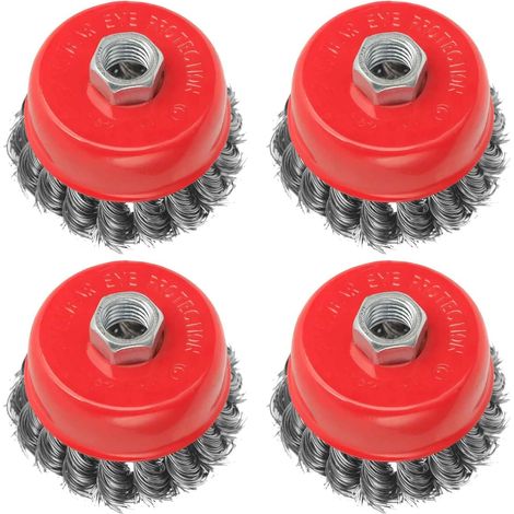 4 - Brosse Métallique - Meuleuse D'angle - Filetage M14 X 2 - Nettoyage Lourd Et Décapage - Acier Épaissi - Pour Enlèvement De Rouille - Argent - 75x75cm (1/5)
