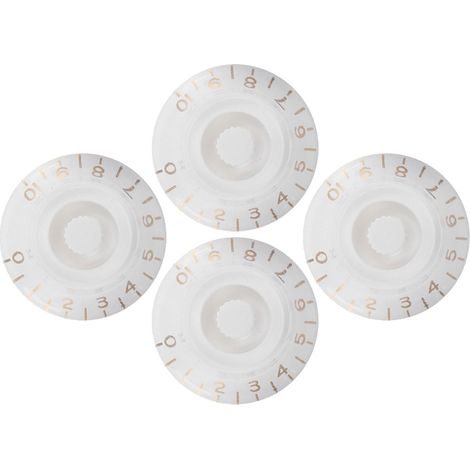 Boutons de contrôle transparents pour guitare basse, 4 pièces, lettres dorées sur fond blanc, accessoires musique (1/5)