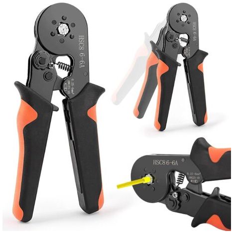 QORVA-Pince a Sertir pour Cosse Electrique isolées, Cosses Electriques a Sertir 0.25-10mm², Isolated Cliquet Line Terminal Serting Tool, Pinces à Sertir pour Connecteurs Electriques Automobile