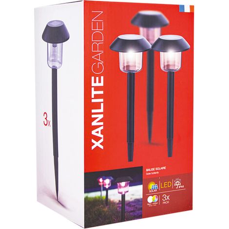 Xanlite Baliza solar LED IP44 RGB 3 Unidades