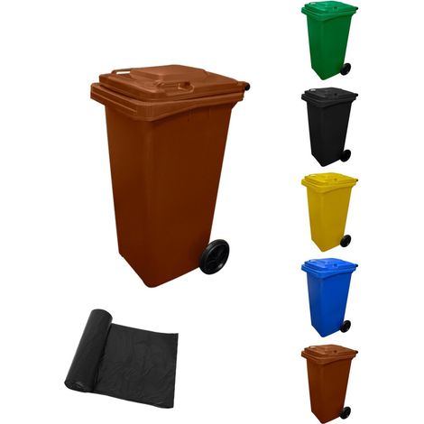 Contenedor de Basura Reciclables de Colores con Ruedas y Mango Antideslizantes 120L, 240L, 360L, 800L y 1100L