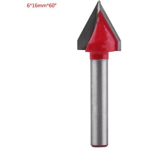 CNC Milling Cutter for Woodworking Tungsten Steel V Groove Cutting Tool 6mm Arbor (616mm60°) (1/2)