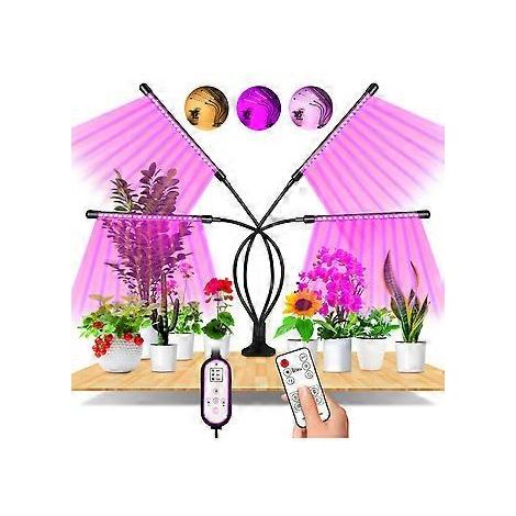 Pflanzenlampe, 80 LEDs, 360°-Wachstumslampe, Gartenbaubeleuchtung mit 4 Köpfen, Vollspektrum-Pflanzenlampe mit automatischer Zeitschaltuhr – EIN/AUS 4H/8H/12H [Ener