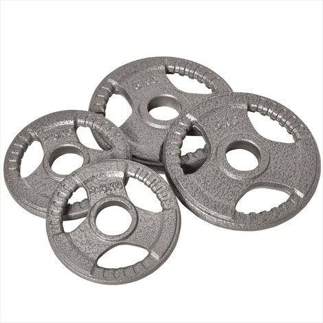 Haltères Lot de 4 disques de musculation en acier 15 kg avec trou (1/5)
