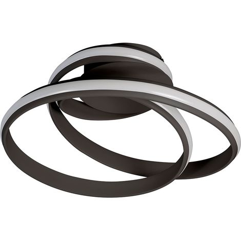 Plafonnier LED dimmable via interrupteur plafonniers salon noir, métal plastique, anneau, 39W 2600lm blanc chaud, LxlxH 56x31,5x56 cm (1/2)