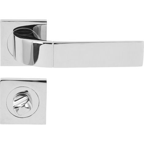 DOMINO Poignée de porte FOKUS-QR M6 WC Poignée avec rosace WC Chromé brillant (1/5)