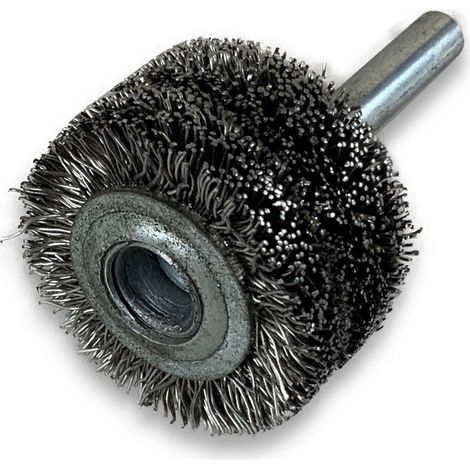 Brosse circulaire métallique sur tige Ø 30 mm  Fil inox dur - Quantité x 1 - Ø 30 mm - Ep. 18 mm - Inox dur