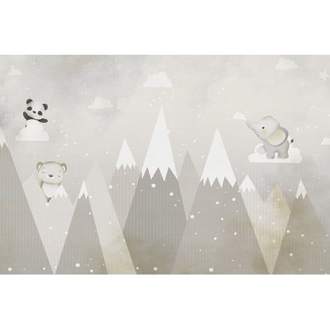 Papier peint panoramique Enfants - Montagnes Animaux - 130 cm x 87 cm (1/2)